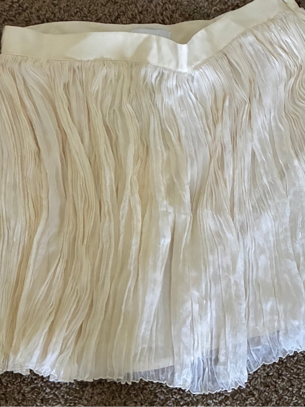 Adam Lippes Creamy White pleated gathered midi skirt with ribbon waist, size 12